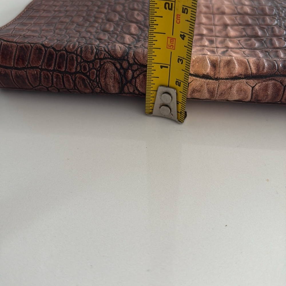 Ellen Tracy Brown Faux Crocodile Embossed Clutch - Picture 8 of 9